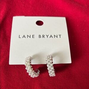 Lane Bryant Silver and White Crystal Hoop Earrings